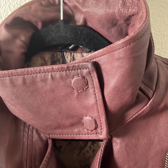 Aritzia x Mackage Kenya Leather Moto Jacket Size XS Maroon - Picture 13 of 13